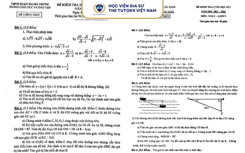 Các Đề Thi Toán 9 Mới Nhất Có Đáp Án