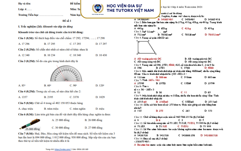 Đề Thi Toán Lớp 4 Có Khó Không?