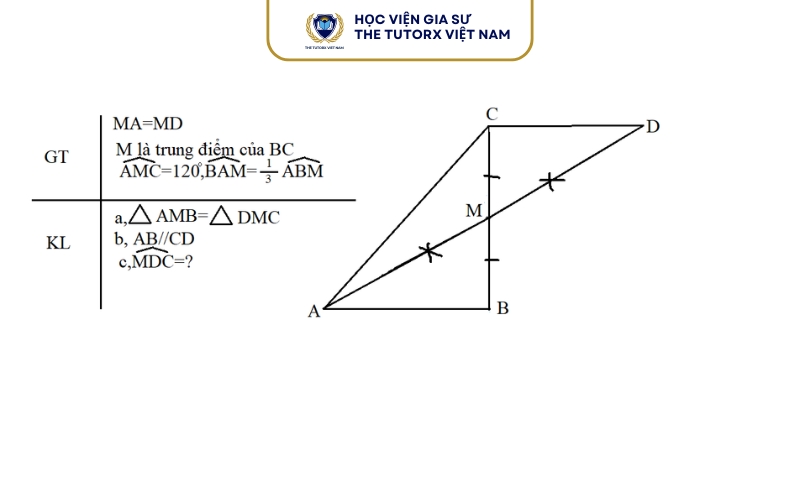Các cách chứng minh M là trung điểm của BC