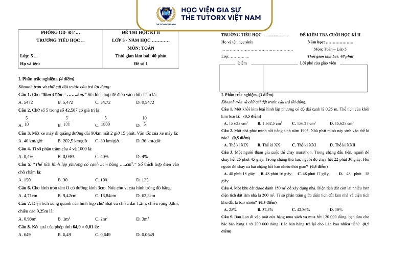 Tổng Quan Về Kỳ Thi Cuối Kì 2 Lớp 5