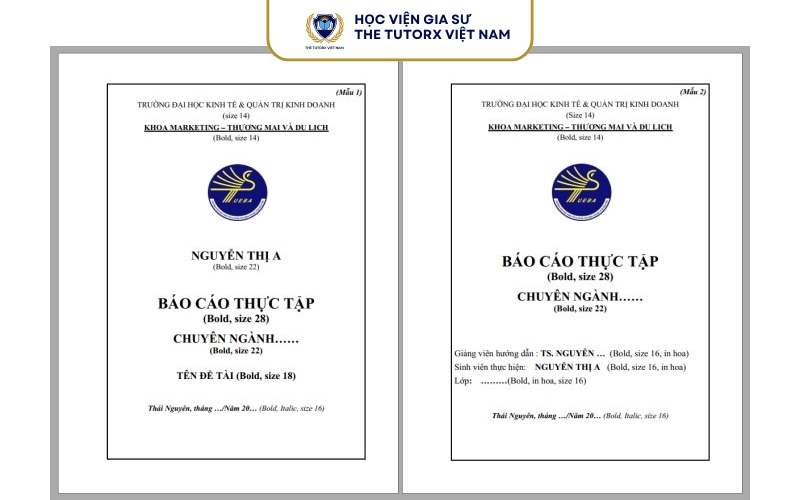 Mẫu bìa báo cáo thực tập tốt nghiệp mới nhất 2026
