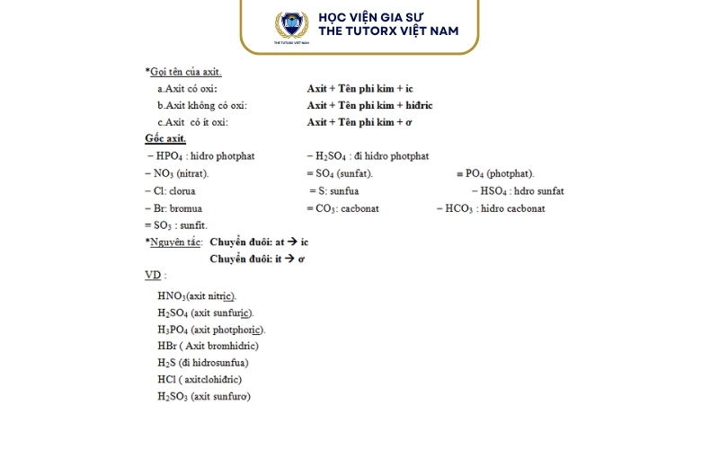 Cách Đọc Tên Axit Chi Tiết