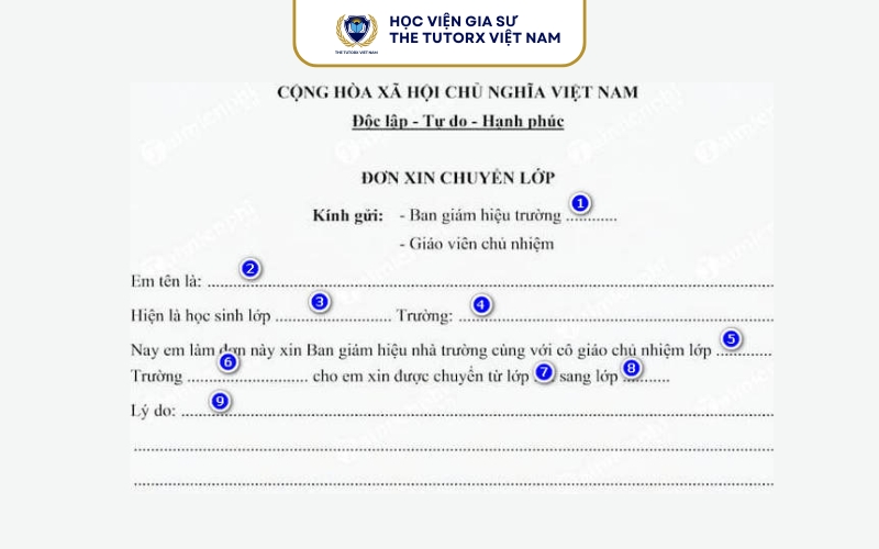 Mẫu đơn xin chuyển lớp cấp 2 file Word miễn phí