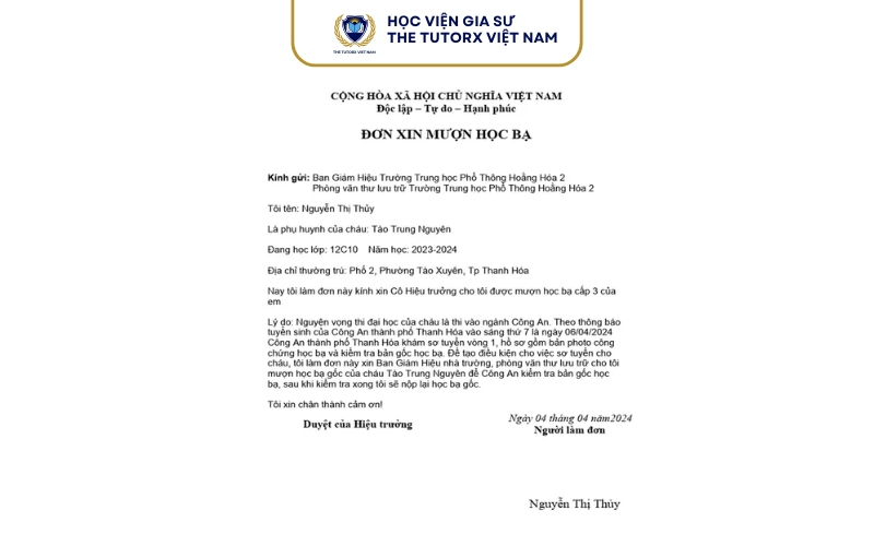 Cách viết đơn xin mượn học bạ đúng chuẩn