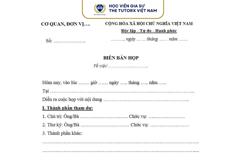 Mẫu báo cáo nội dung cuộc họp phổ biến hiện nay