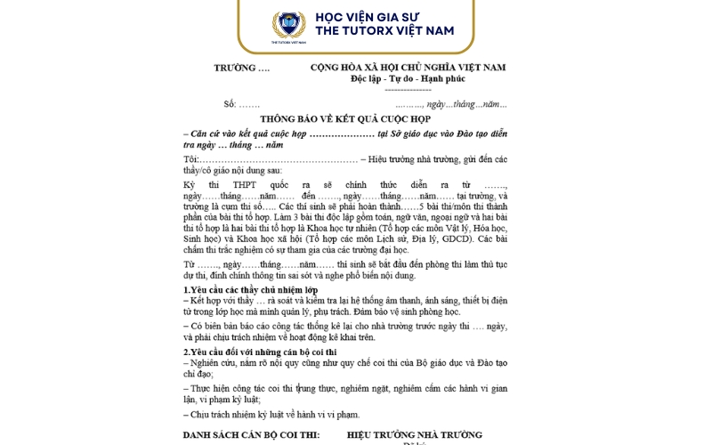 Tải mẫu báo cáo nội dung cuộc họp (File Word)